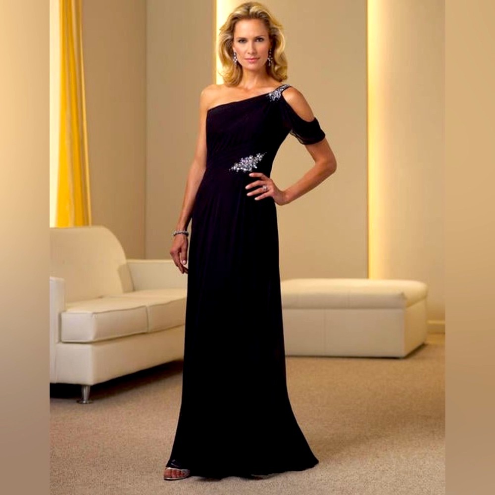 Montage by Mon Cheri Black One Shoulder Gown